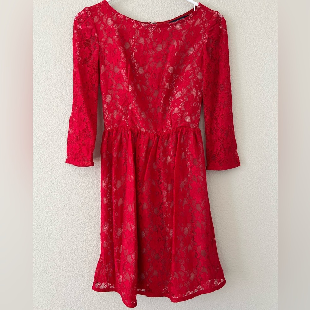 EUC French Connection Red Lace Dress (size 0)